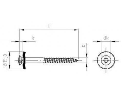 Art. 9087 A2 4,5X35 TX20 - RAL 3009 Шуруп c полупотайной головой и двухсоставной шайбой, звездообразный шлиц TX (TORX), с фиксированной EPDM прокладкой, нержавею