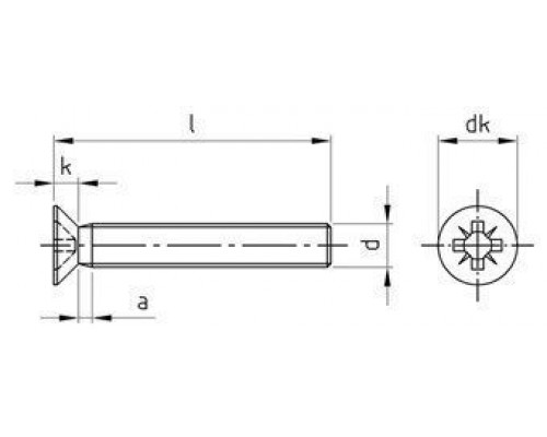 DIN 965 A2 M 3X10 Z Винт с потайной головкой и крестообразным шлицем PZ (Pozidrive) нержавеющий