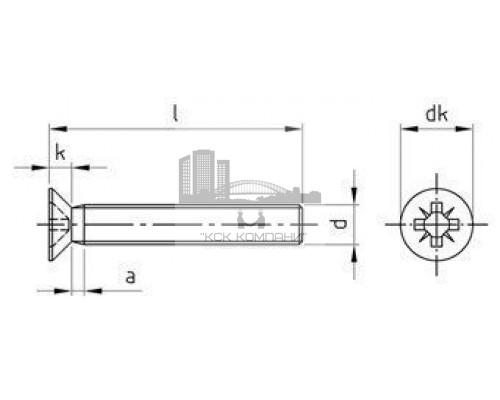 DIN 965 A2 M 2,5X14 Z Винт с потайной головкой и крестообразным шлицем PZ (Pozidrive) нержавеющий