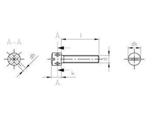 DIN 404 AISI 303 M 6X16 Винт с цилиндрической головой с радиальными отверстиями и прямым шлицем нержавеющий
