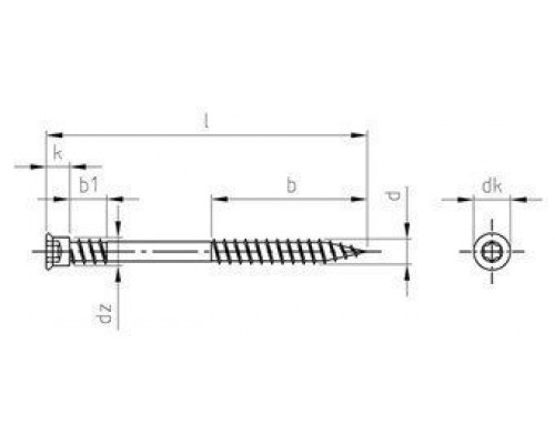 Art. 9243 A4 5,5X60/24 TX25 Шуруп самонарезающий с цилиндрической головкой с фиксирующей резьбой под головой и звездообразным шлицем TX (Torx)