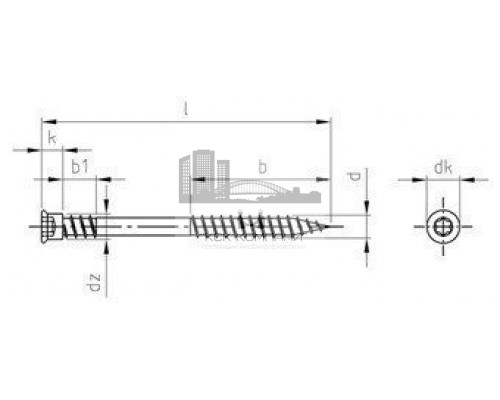 Art. 9243 A4 5,5X70/34 TX25 Шуруп самонарезающий с цилиндрической головкой с фиксирующей резьбой под головой и звездообразным шлицем TX (Torx)  купить в Москве