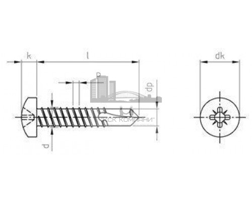 DIN 7504 A4 M 4,8X70 Z Саморез самонарезающий сверлоконечный с полукруглой головой форма М и крестообразным шлицем PZ (Pozidriv) нержавеющий  купить в Москве