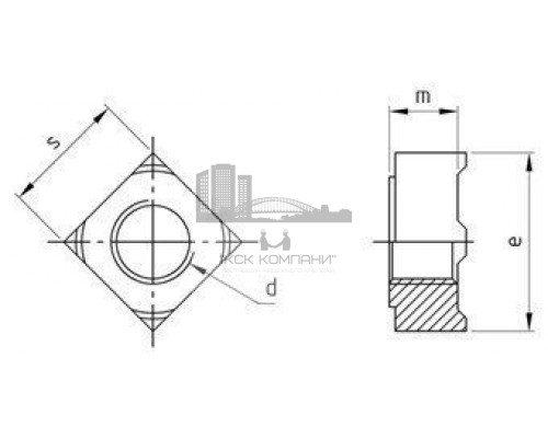 DIN 928 М10 A4 Гайка нержавеющая приварная квадратная (weld nuts)