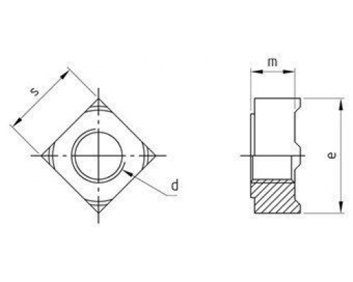 DIN 928 М8 A2 Гайка нержавеющая приварная квадратная (weld nuts) DIN 928 М8 A2 Гайка нержавеющая приварная квадратная (weld nuts)