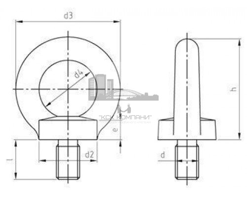 M24 ISO 3266 A2 Рым-болт нержавеющий литой, общего назначения