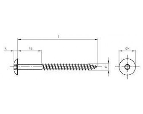 Art. 9086 A2 4,8X32 TX20 - RAL 8014 Саморез с расширенной низкой полукруглой головкой, неполной резьбой и звездообразным шлицем TX
