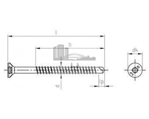 Art. 9040 A2 4,5X80/50 TX20 Саморез с потайной головой и коротким буром самозенкующийся для твердых пород древесины нержавеющий  купить в Москве