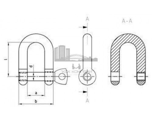 Art. 9076 A4 25 Скоба такелажная с резьбовым штырем нержавеющая  купить в Москве