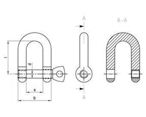 Art. 9076 A4 5 Скоба такелажная с резьбовым штырем нержавеющая