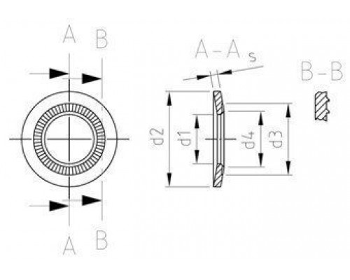 NF E 25-511 A2 5X10X1,0 Шайба пружинная тип S с насечками