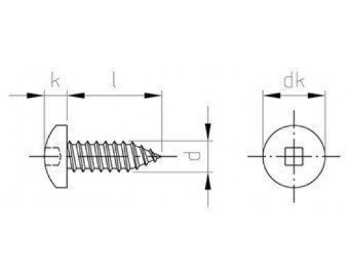 DIN 7981 A2 C 3,5X13 SQ1 Винт самонарезающий с полукруглой головой и квадратным шлицем нержавеющий