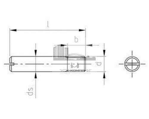 DIN 427 A4 M8X16 Винт установочный с неполной резьбой и прямым шлицем (резьбовой штифт)