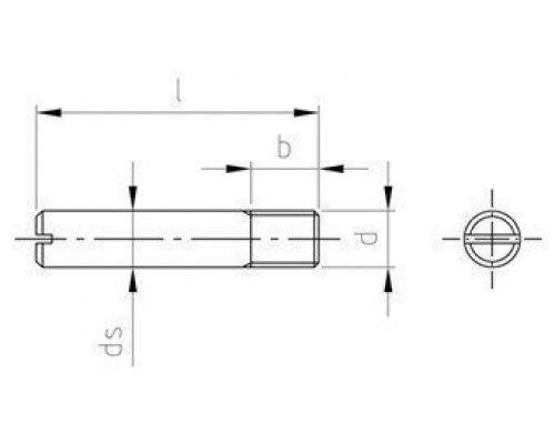 DIN 427 A1 M4X12 Винт установочный с неполной резьбой и прямым шлицем (резьбовой штифт) DIN 427 A1 M4X12 Винт установочный с неполной резьбой и прямым шлицем (резьбовой штифт)