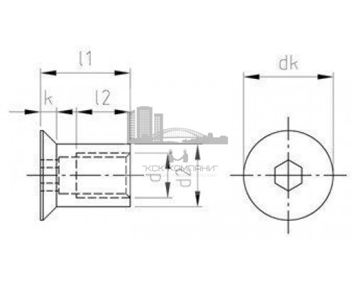 Art. 9062 М8X16 A1 Гайка нержавеющая стяжная мебельная с потайной головкой внутренний шестигранник