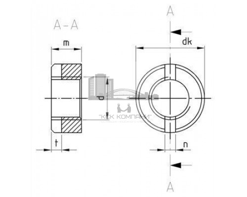 DIN 546 AISI 303 M 2 Гайка нержавеющая щлицевая круглая (с прорезями)