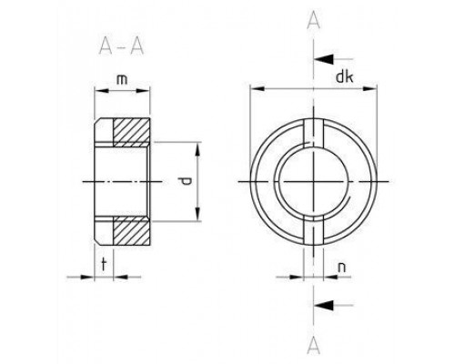 DIN 546 AISI 303 M 2 Гайка нержавеющая щлицевая круглая (с прорезями)