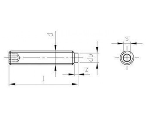 ISO 4028 A2 M 2,5X6 Винт установочный с внутренним шестигранником и цилиндрическим концом нержавеющий