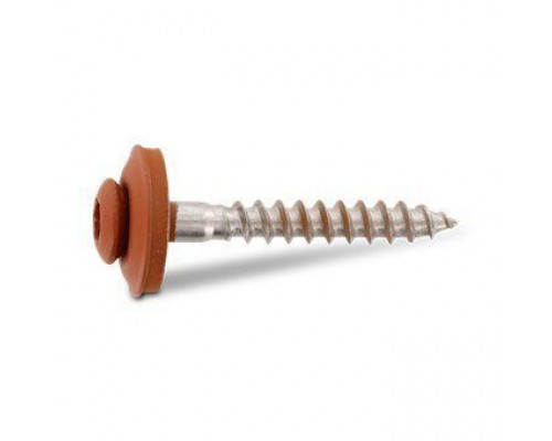 Art. 9087 A2 4,5X80 TX20 - RAL 8004 Шуруп c полупотайной головой и двухсоставной шайбой, звездообразный шлиц TX (TORX), с фиксированной EPDM прокладкой, нержавею