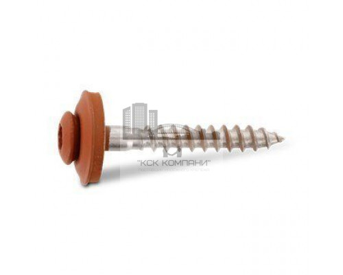 Art. 9087 A2 4,5X120 TX20 - RAL 8004 Шуруп c полупотайной головой и двухсоставной шайбой, звездообразный шлиц TX (TORX), с фиксированной EPDM прокладкой, нержаве  купить в Москве