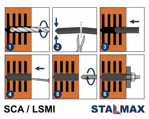 Анкерная шпилька STALMAX SCA A4 с гайкой и шайбой нержавеющая, М16х165 мм