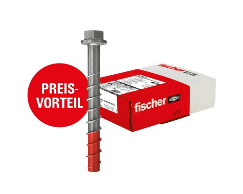 FBS II 12x85 25/10/- US A4 Высокоэффективный шуруп fischer с пресс-шайбой и шестигранной головой по бетону для максимально простого монтажа FBS II 12x85 25/10/- US A4 Высокоэффективный шуруп fischer с пресс-шайбой и шестигранной головой по бетону для максимально простого монтажа