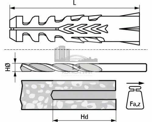 Дюбель распорный нейлоновый 10х50 мм WEP, 61001010 (Валравен)