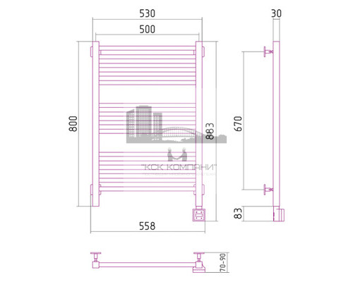 Электрический полотенцесушитель Сунержа Модус 800x500 R 00-0521-8050 (Sunerzha)