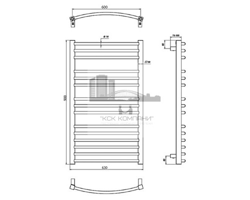 Электрический полотенцесушитель Calma 630х900
