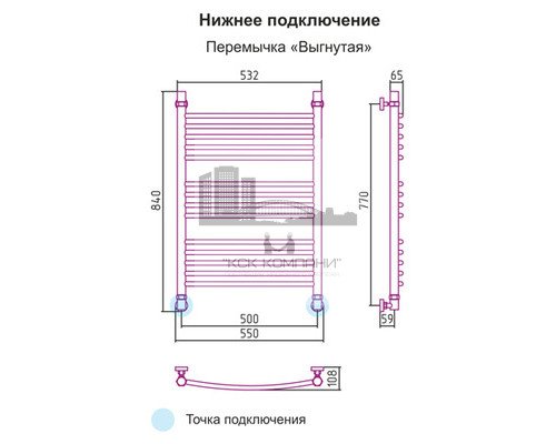 Водяной полотенцесушитель Сунержа Богема+ 800x500 00-0221-8050 (Sunerzha)