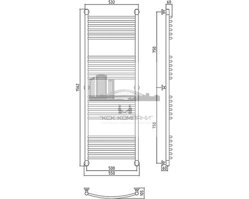 Водяной полотенцесушитель Сунержа Богема+ 1500x500 00-0221-1550 (Sunerzha)