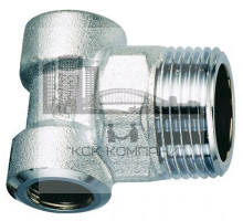 Хромированный узел для подсоединения коллекторов  1" (НР) 1/2" и 1/2" (ВР) FK 4061 112