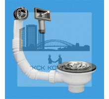 Слив-перелив для мойки  универсальный под круглое/прямоугольное отверстие перелива выпуск 113 мм выход 1 1/2