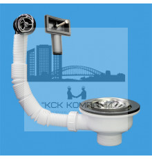 Слив-перелив для мойки  универсальный под круглое/прямоугольное отверстие перелива выпуск 113 мм выход 1 1/2