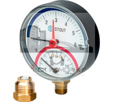 Термоманометр радиальный 80 мм 6 бар 