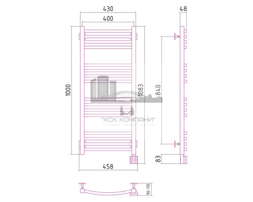 Электрический полотенцесушитель Сунержа Аркус 1000x400 R 00-0533-1040 (Sunerzha)