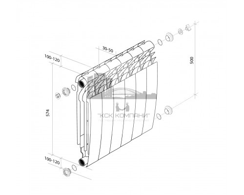 Радиатор биметаллический Biliner 500 x10 Bianco Traffico, боковое подключение