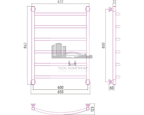 Водяной полотенцесушитель Сунержа Галант+ 800x600 00-0200-8060 (Sunerzha)