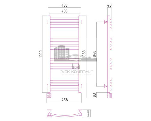 Электрический полотенцесушитель Сунержа Аркус 1000x400 L 00-0532-1040 (Sunerzha)