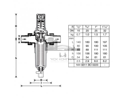 Фильтр для воды Braukmann с редуктором на горячую воду FK 06 1/2 ААМ