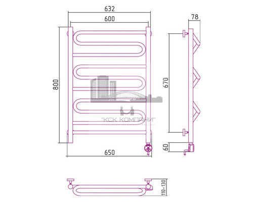 Электрический полотенцесушитель Сунержа Элегия 2.0 800x600 R 00-5219-8060 (Sunerzha)
