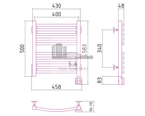 Электрический полотенцесушитель Сунержа Аркус 500x400 R 00-0533-5040 (Sunerzha)