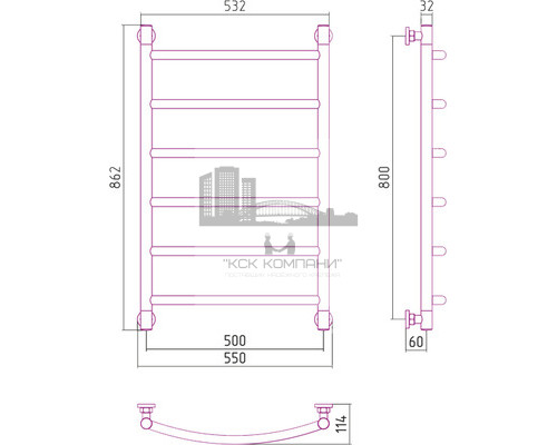 Водяной полотенцесушитель Сунержа Галант+ 800x500 00-0200-8050 (Sunerzha)