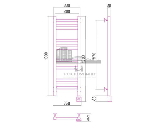 Электрический полотенцесушитель Сунержа Модус 1000x300 R 00-0521-1030 (Sunerzha)