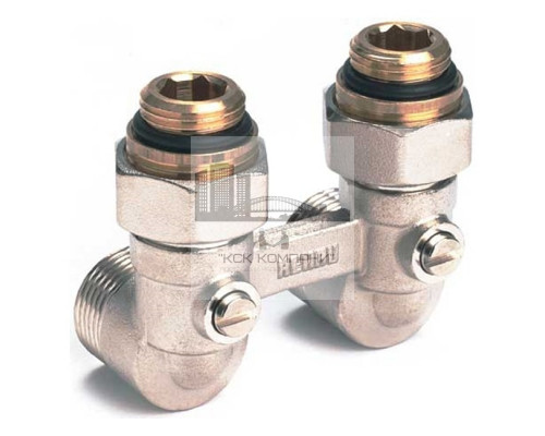 Блок шаровых кранов  G1/2xG3/4 с соединительным ниппелем, прямой 12407271001