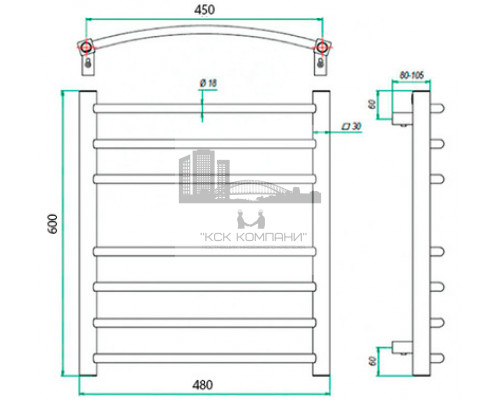 Электрический полотенцесушитель Eco Calma 480x600