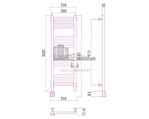 Электрический полотенцесушитель Сунержа Модус 1000x300 L 00-0520-1030 (Sunerzha)