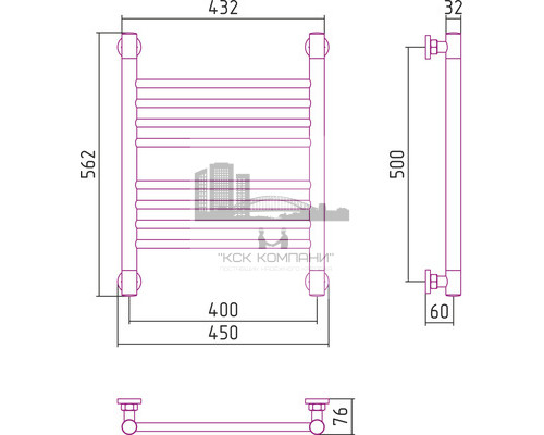 Водяной полотенцесушитель Сунержа Богема+ 500x400 прямая 00-0220-5040 (Sunerzha)