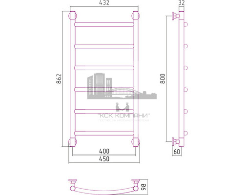 Водяной полотенцесушитель Сунержа Галант+ 800x400 00-0200-8040 (Sunerzha)