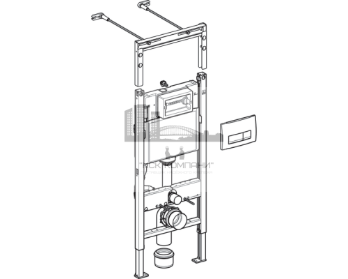 Инсталляция для подвесного унитаза  Duofix 458.125.11.1, 4 в 1 с кнопкой смыва